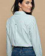 Camisa manga larga cuello camisero en algodón - Verde
