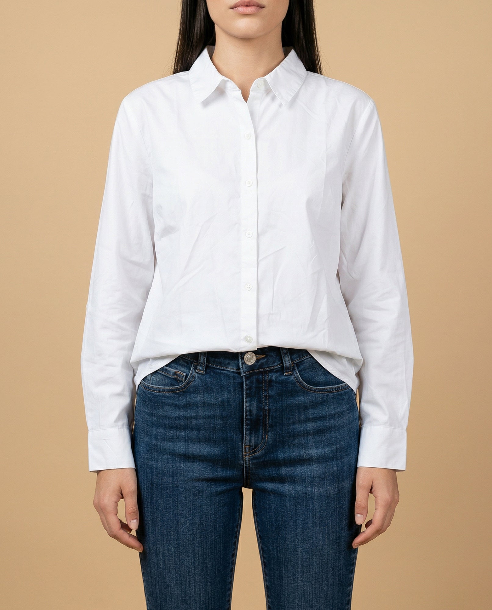 Camisa manga larga cuello camisero en algodón - Blanco 34_912H006_BLA110601_3