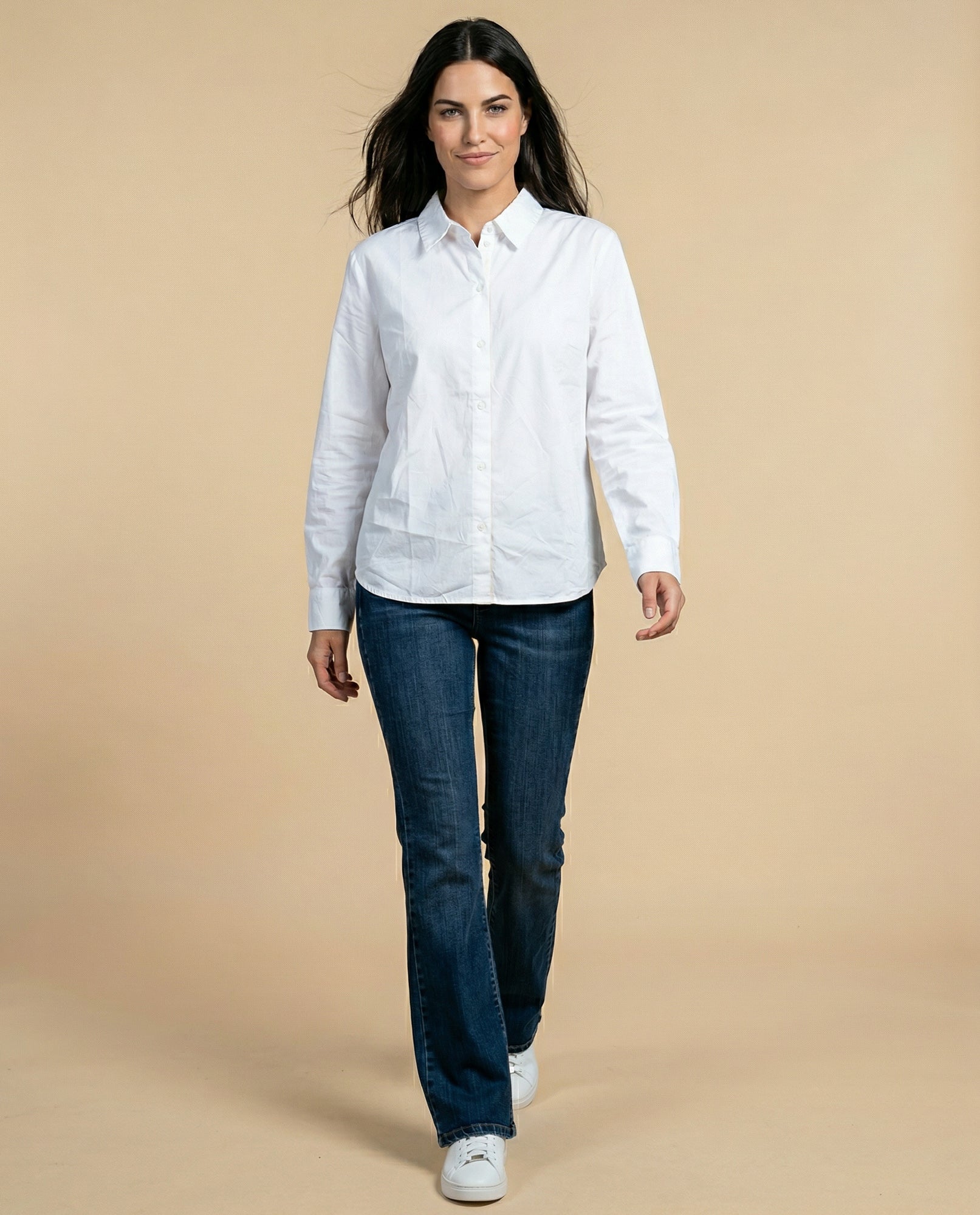 Camisa manga larga cuello camisero en algodón - Blanco 34_912H006_BLA110601_5