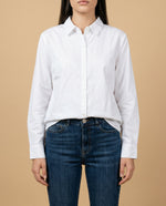 Camisa manga larga cuello camisero en algodón - Blanco