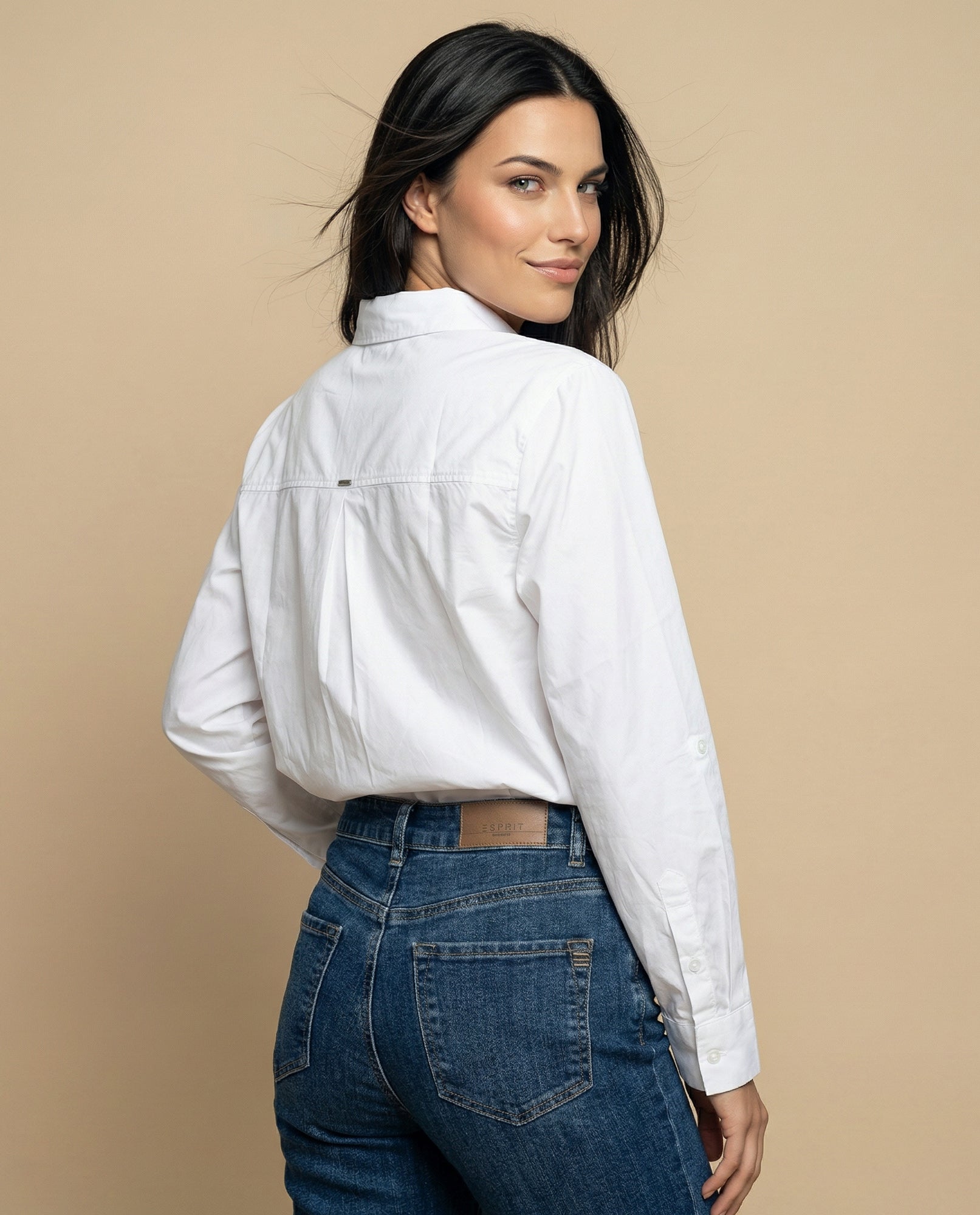 Camisa manga larga cuello camisero en algodón - Blanco 34_912H006_BLA114001_4