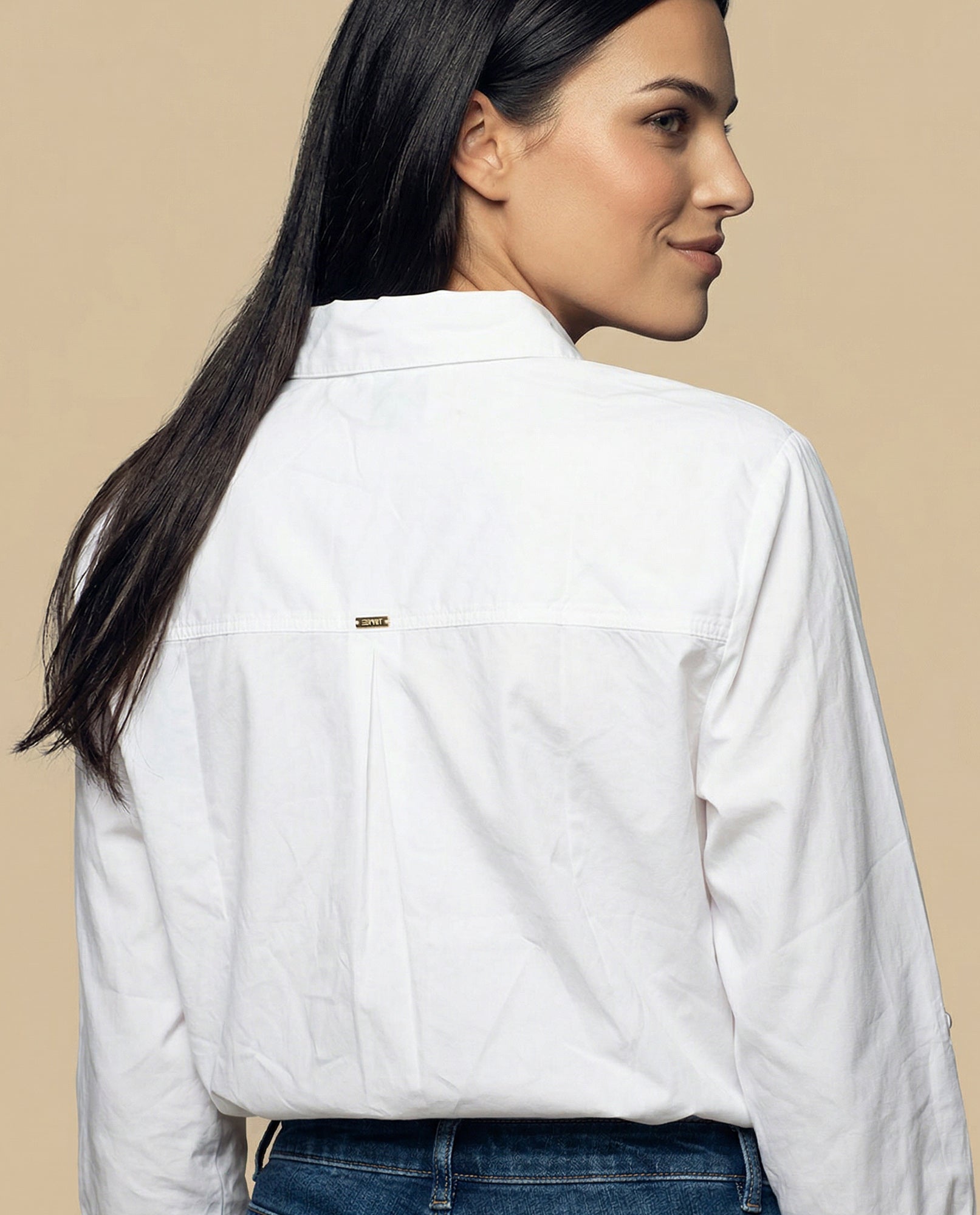 Camisa manga larga cuello camisero en algodón - Blanco 34_912H006_BLA114001_6