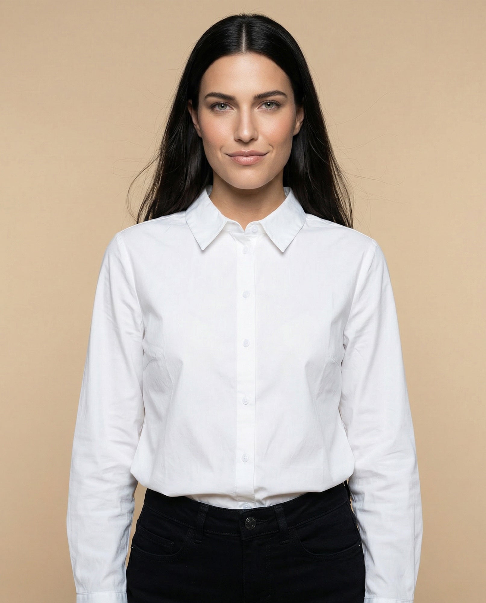 Camisa manga larga cuello camisero fit entallado - Blanco 34_912H007_BLA114001_0