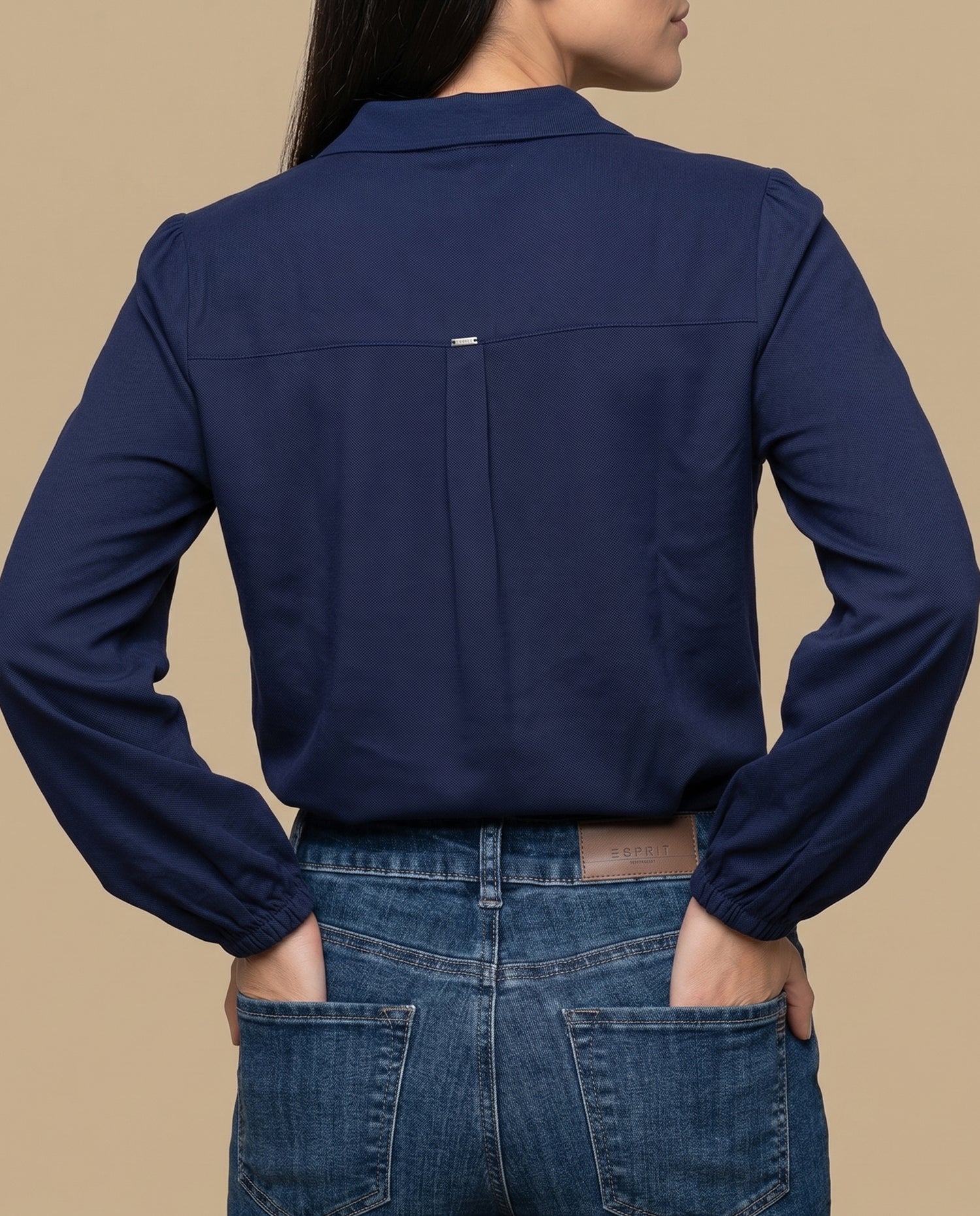 Camisa manga larga cuello camisero - Azul