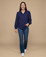 Camisa manga larga cuello camisero - Azul