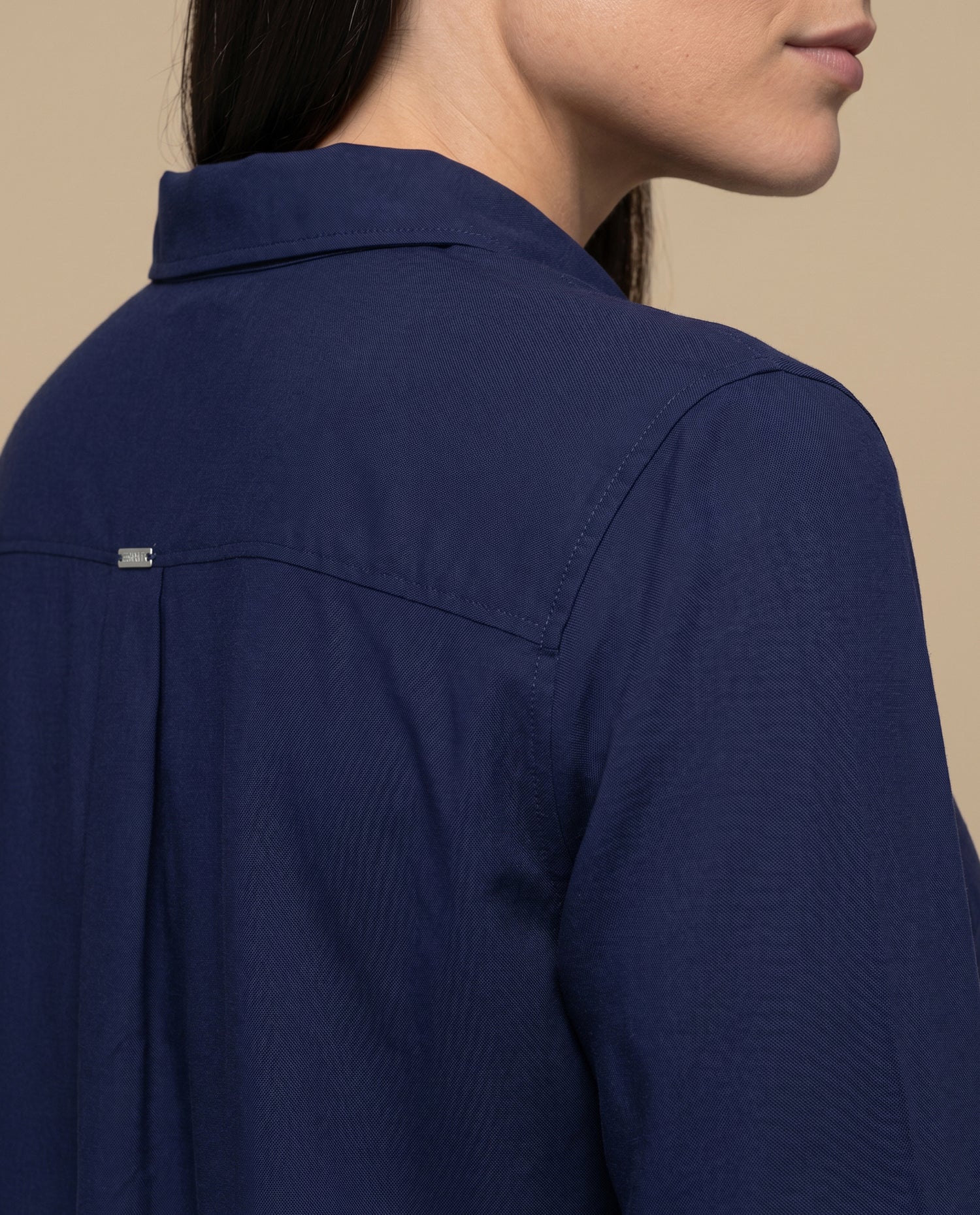 Camisa manga larga cuello camisero - Azul
