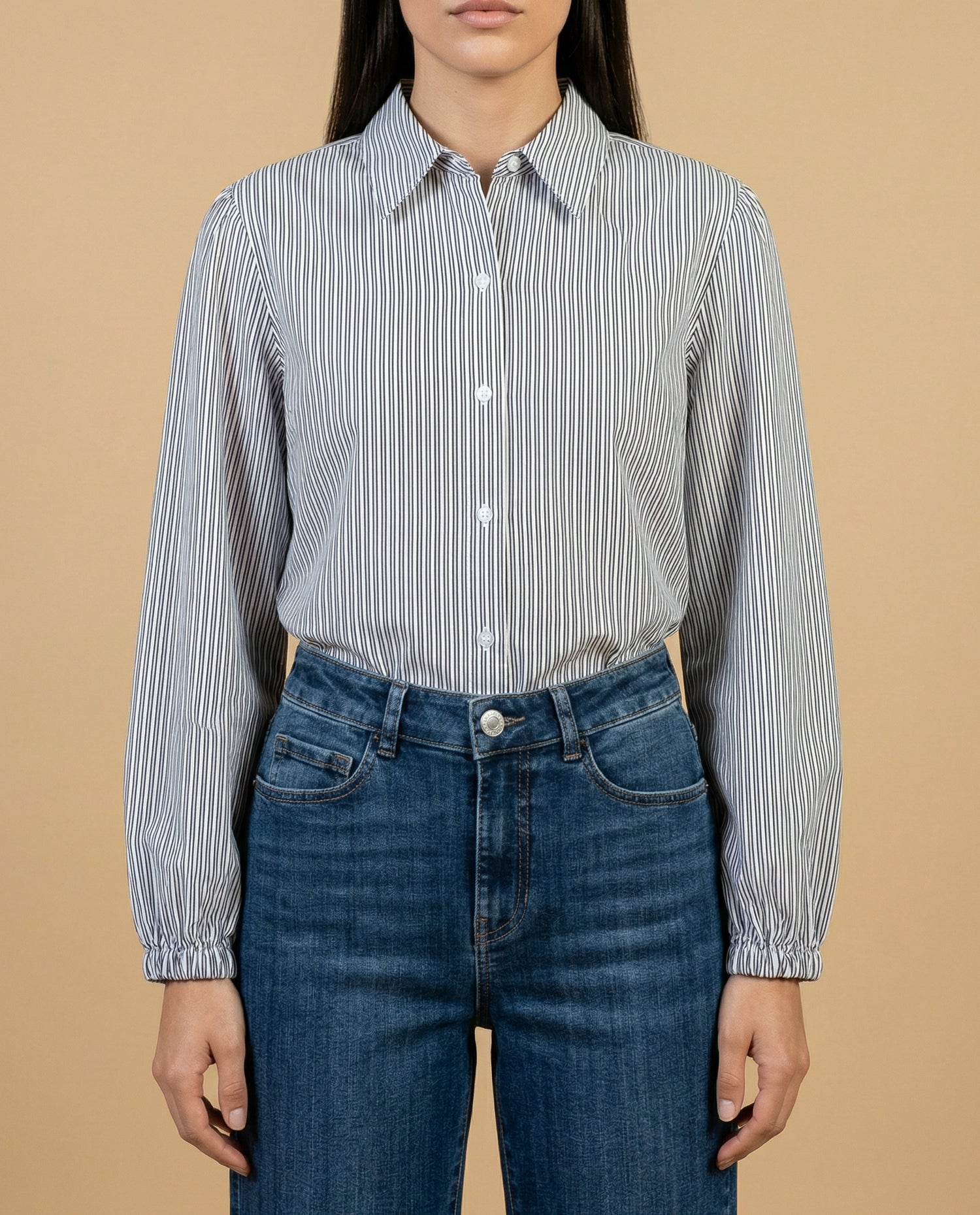 Camisa manga larga cuello camisero - Blanco