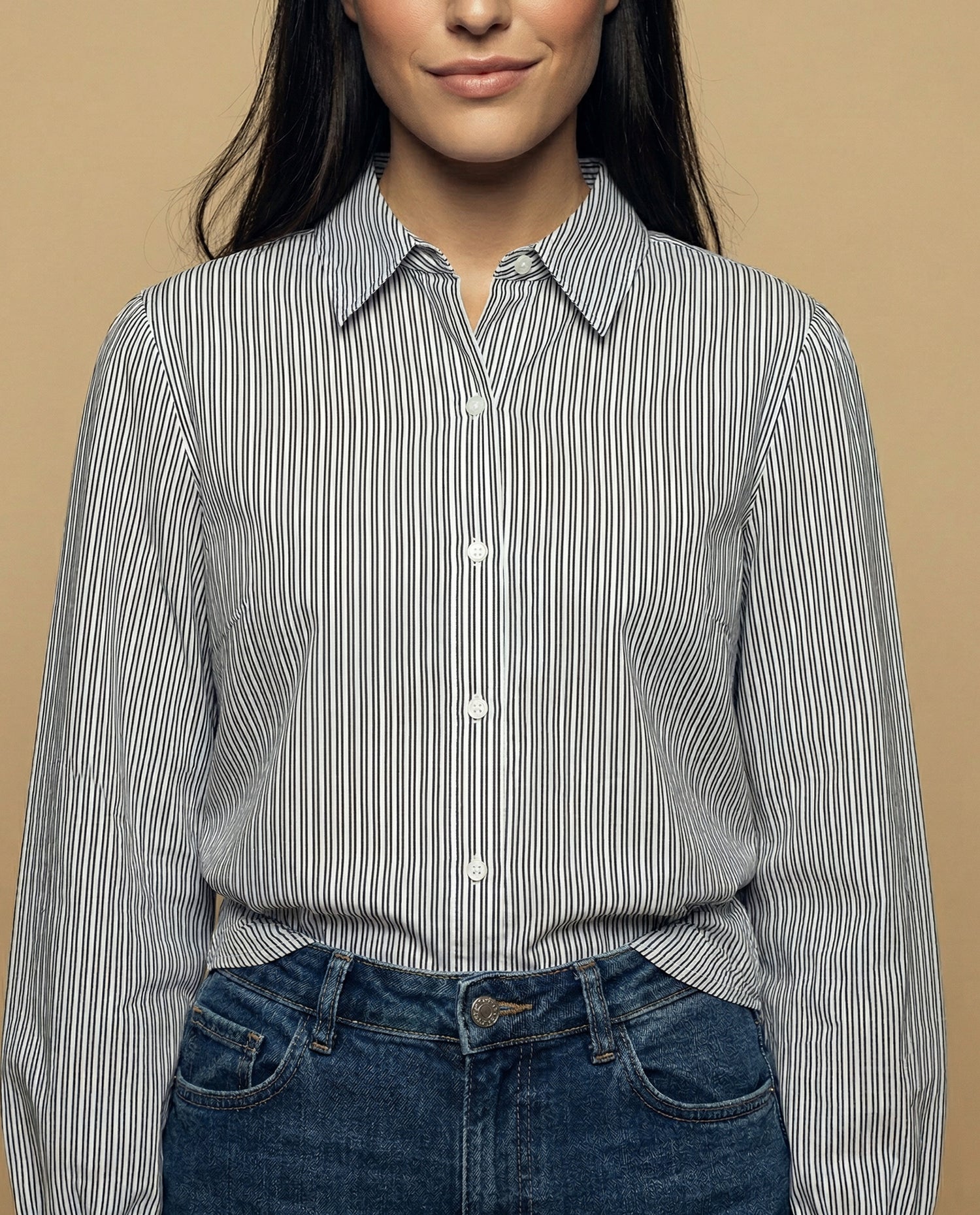 Camisa manga larga cuello camisero - Blanco
