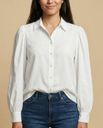 Camisa manga larga cuello camisero - Blanco