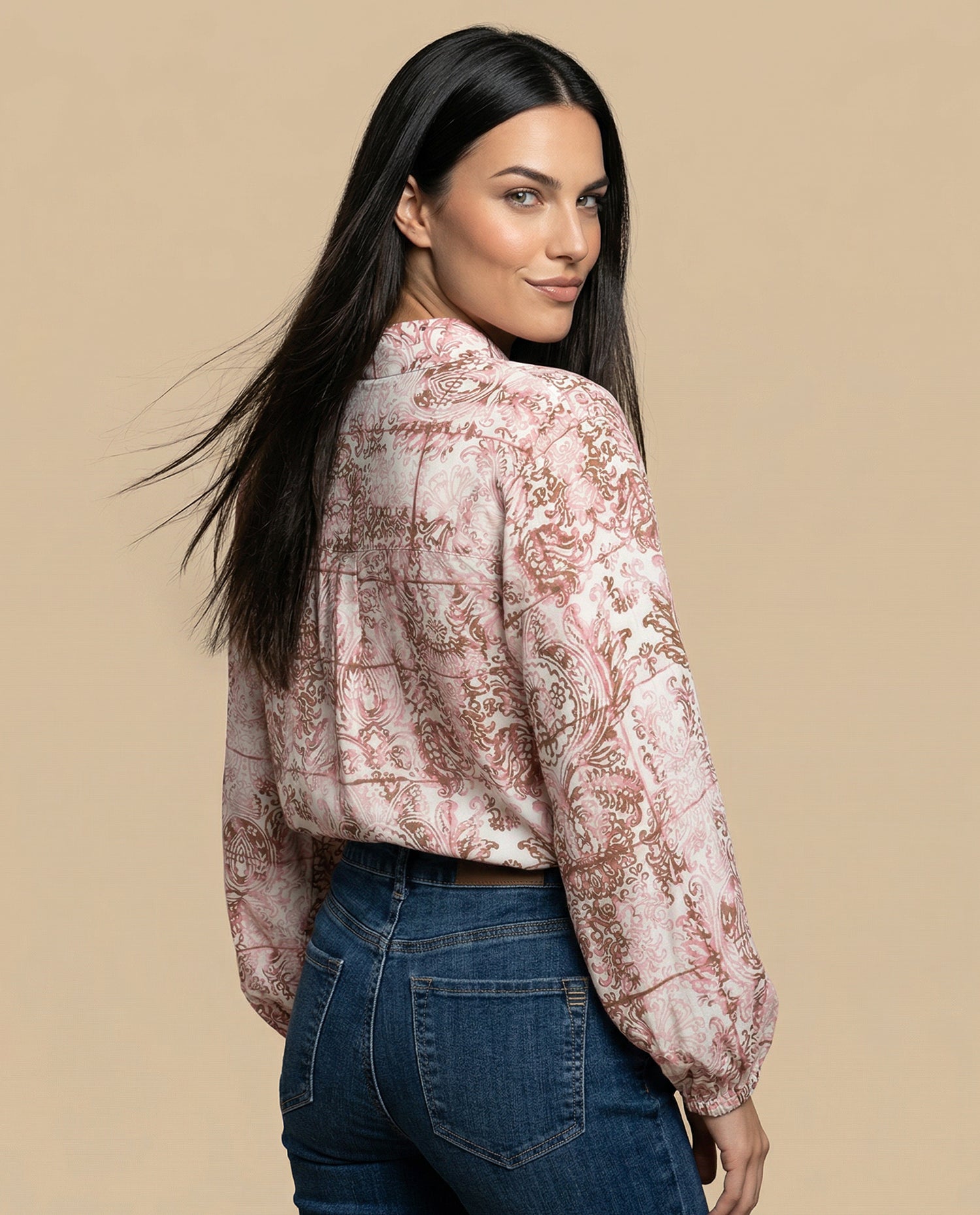 Camisa manga larga cuello camisero - Crudo