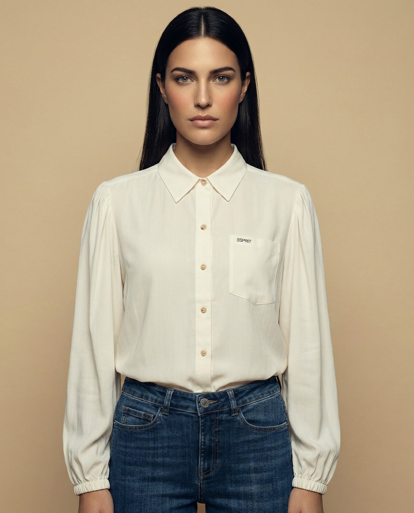 Camisa manga larga cuello camisero - Crudo 34_912H008_CRU130513_0