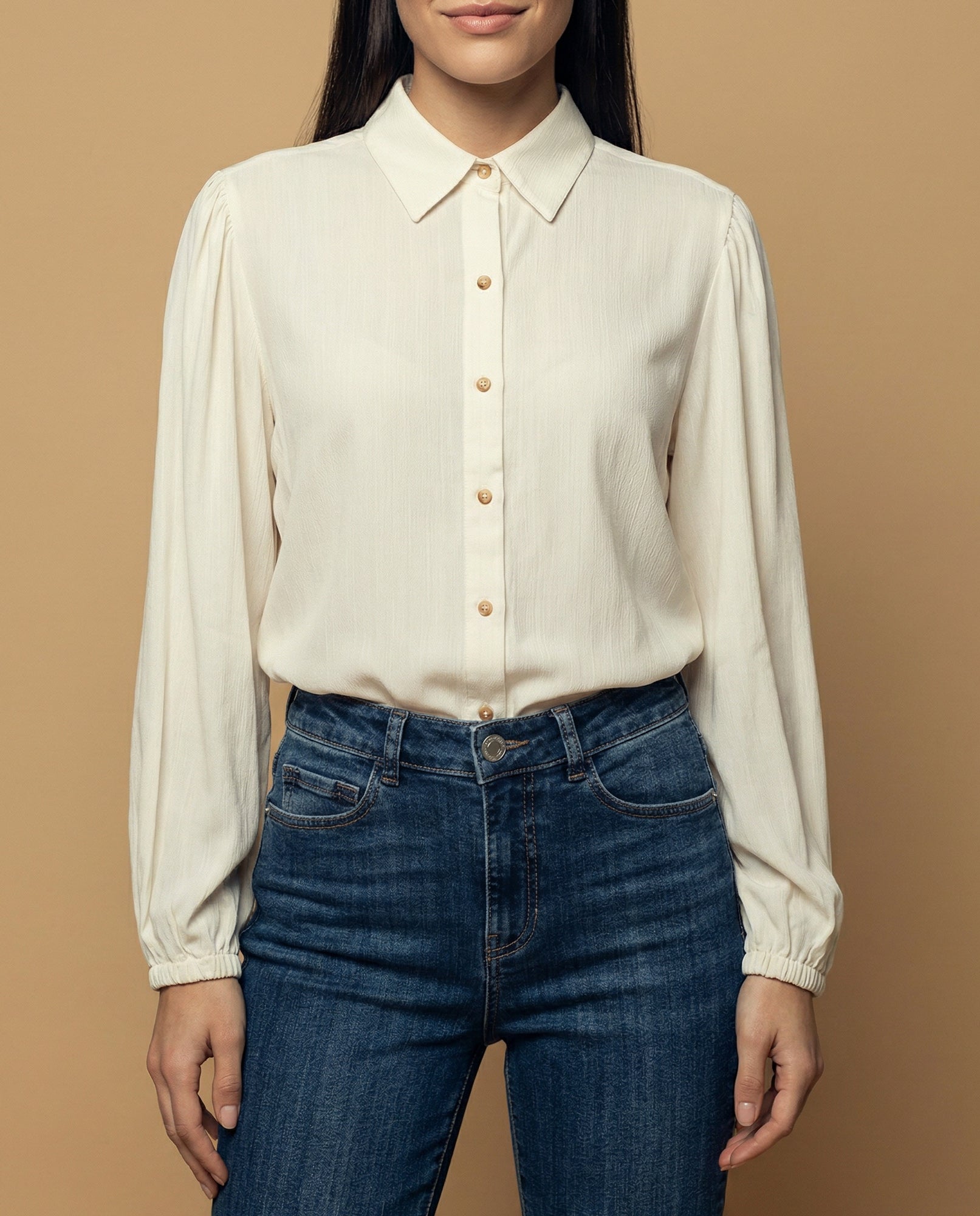 Camisa manga larga cuello camisero - Crudo 34_912H008_CRU130513_3