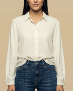 Camisa manga larga cuello camisero - Crudo