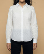Camisa manga larga con textura de puntos en relieve - Blanco