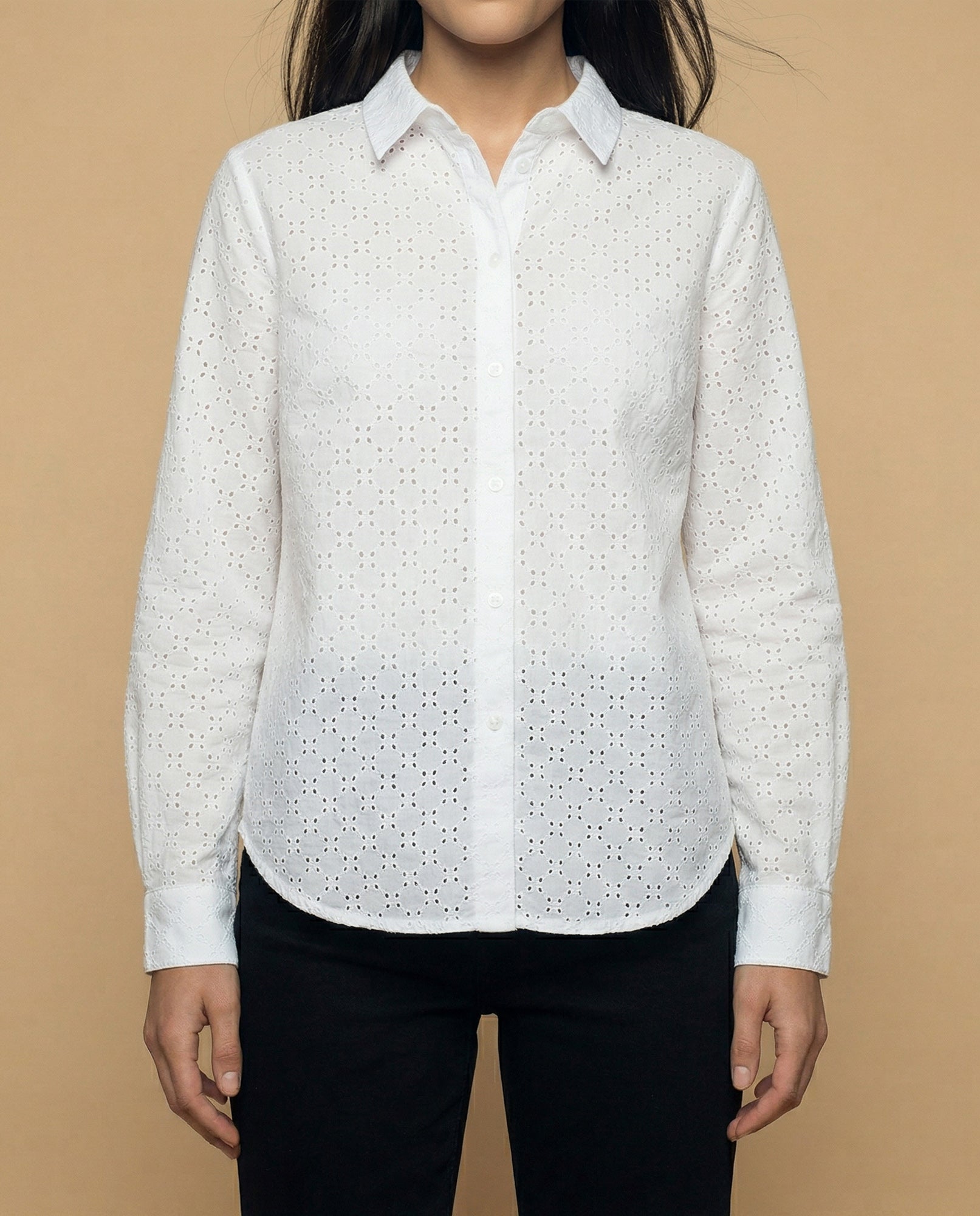 Camisa manga larga con textura de puntos en relieve - Blanco 34_912H010_BLA114001_3
