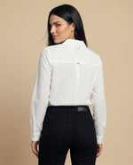 Camisa manga larga con textura de puntos en relieve - Blanco