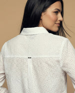 Camisa manga larga con textura de puntos en relieve - Blanco