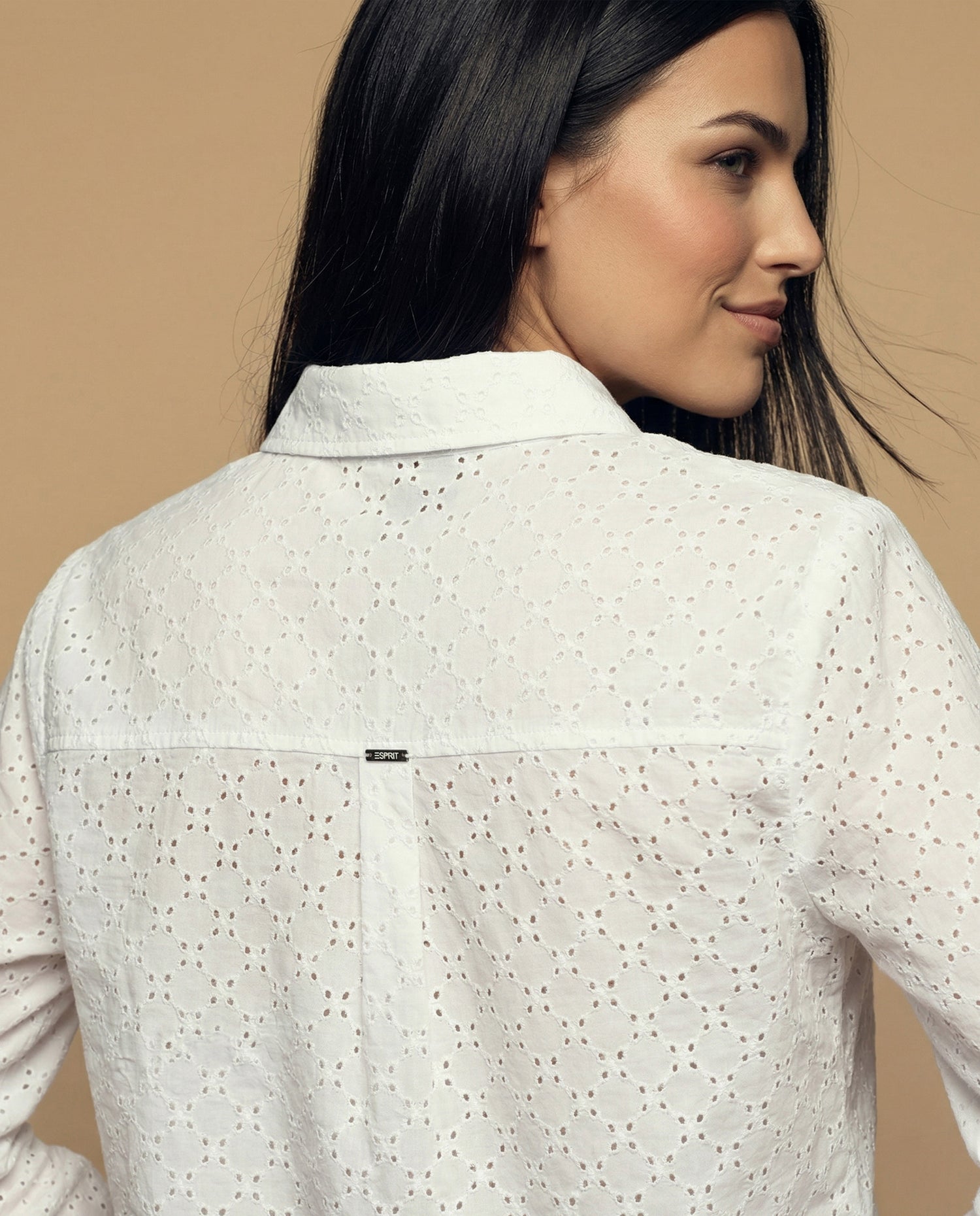 Camisa manga larga con textura de puntos en relieve - Blanco