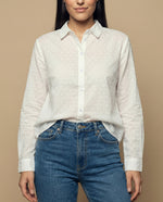 Camisa manga larga con textura de puntos en relieve - Blanco