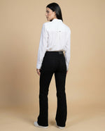 Camisa camisera manga larga con mezcla de lino - Blanco