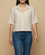 Camisa manga 3/4 cuello camisero - Amarillo