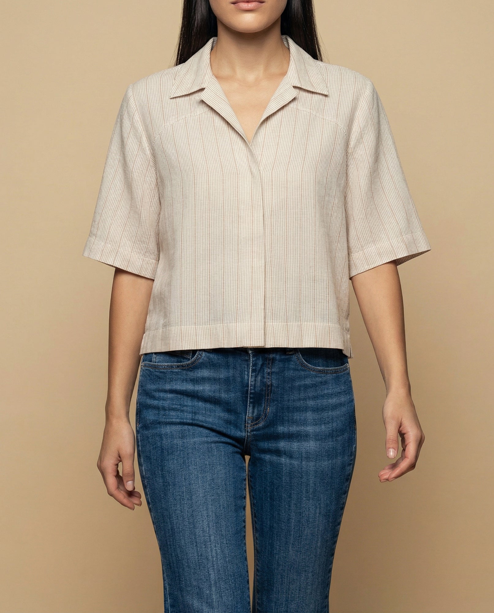 Camisa manga 3/4 cuello camisero - Amarillo 34_912H014_AMA150927_3