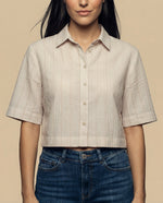 Camisa manga 3/4 cuello camisero - Amarillo