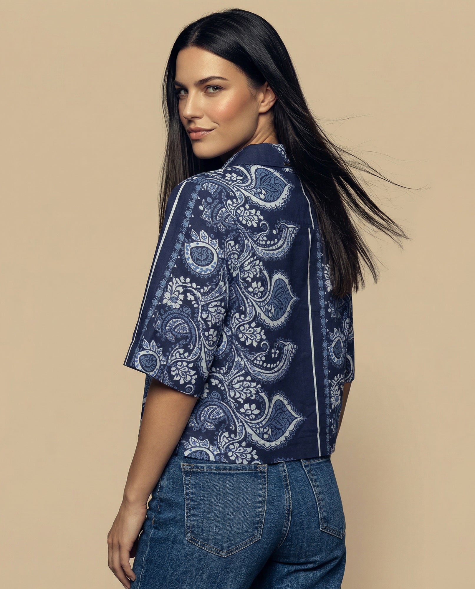 Camisa manga 3/4 cuello camisero - Azul 34_912H014_AZU194042_4
