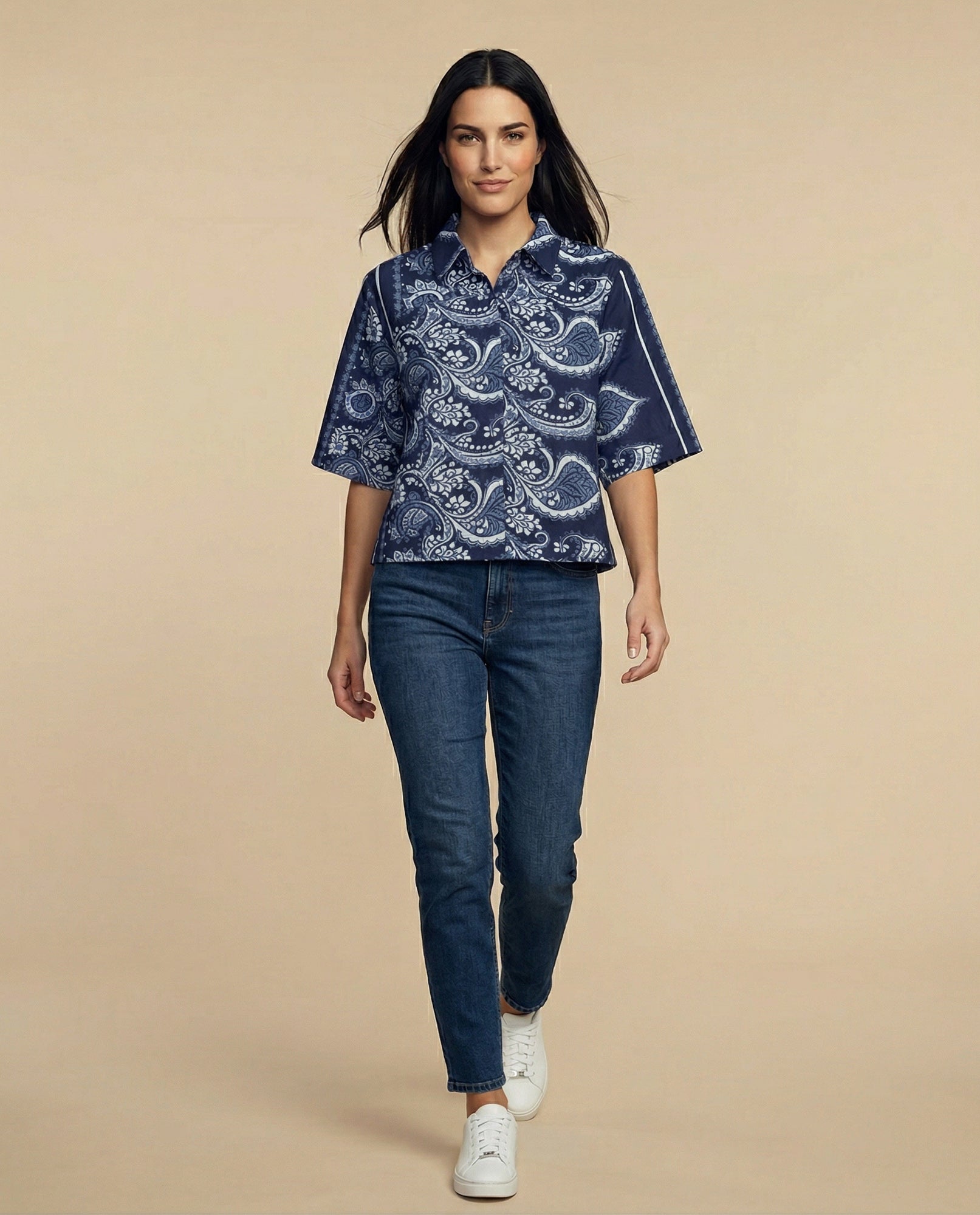 Camisa manga 3/4 cuello camisero - Azul 34_912H014_AZU194042_5