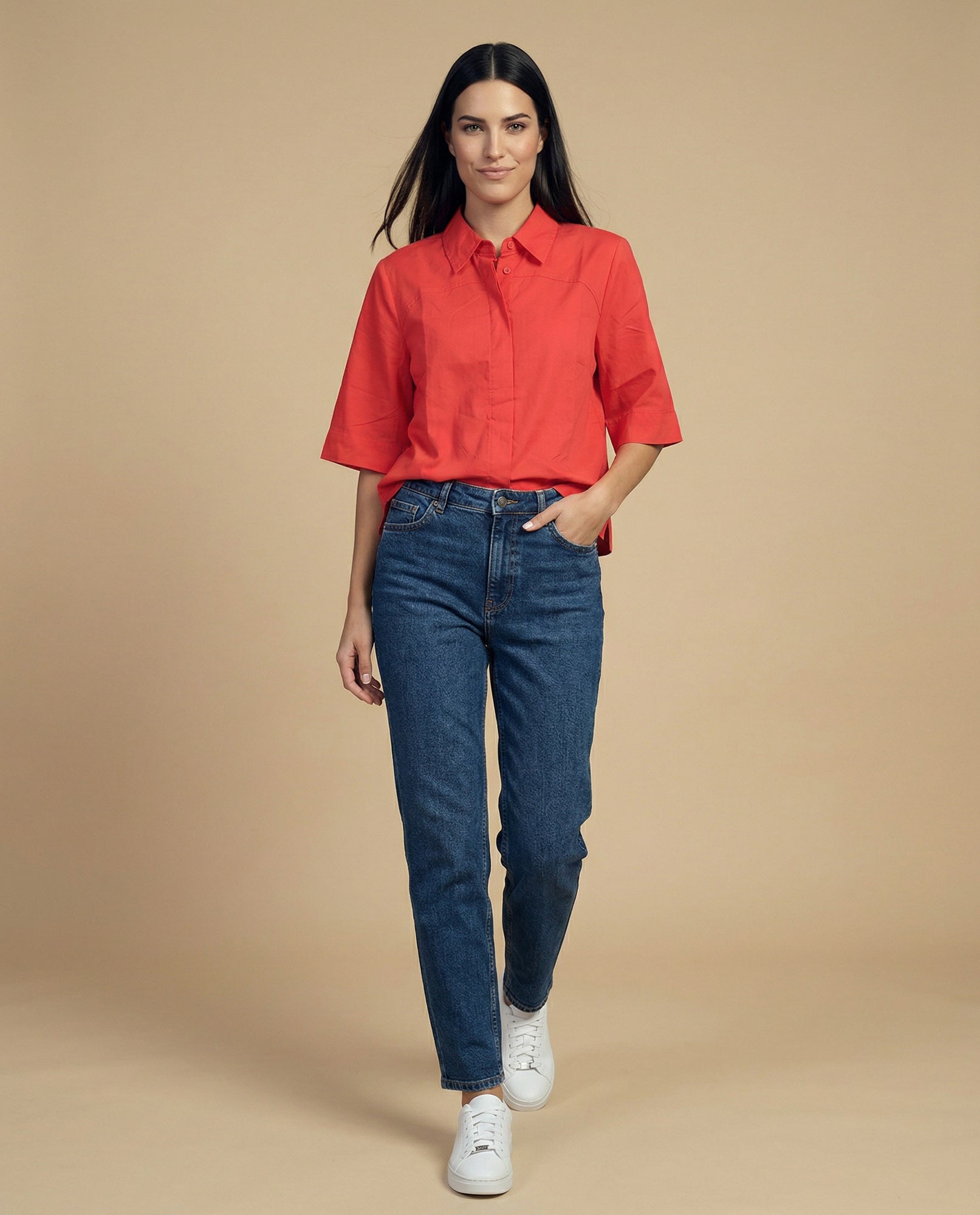 Camisa manga 3/4 cuello camisero - Rojo 34_912H014_ROJ181664_5
