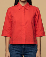 Camisa manga 3/4 cuello camisero - Rojo