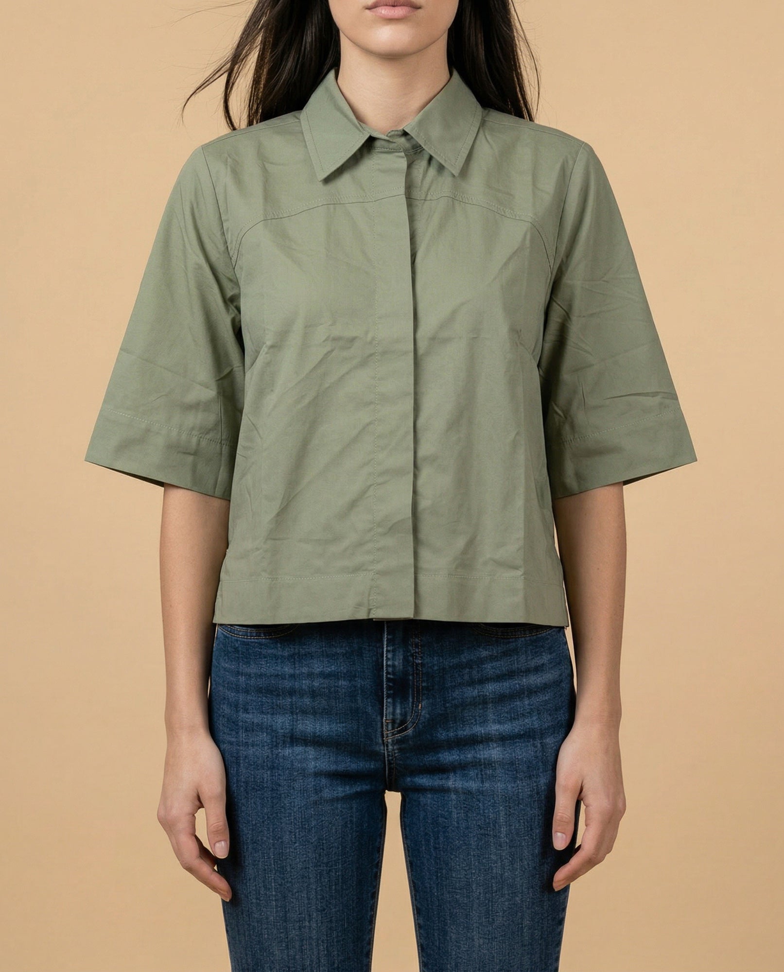 Camisa manga 3/4 cuello camisero - Verde 34_912H014_VER190622_3