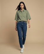 Camisa manga 3/4 cuello camisero - Verde