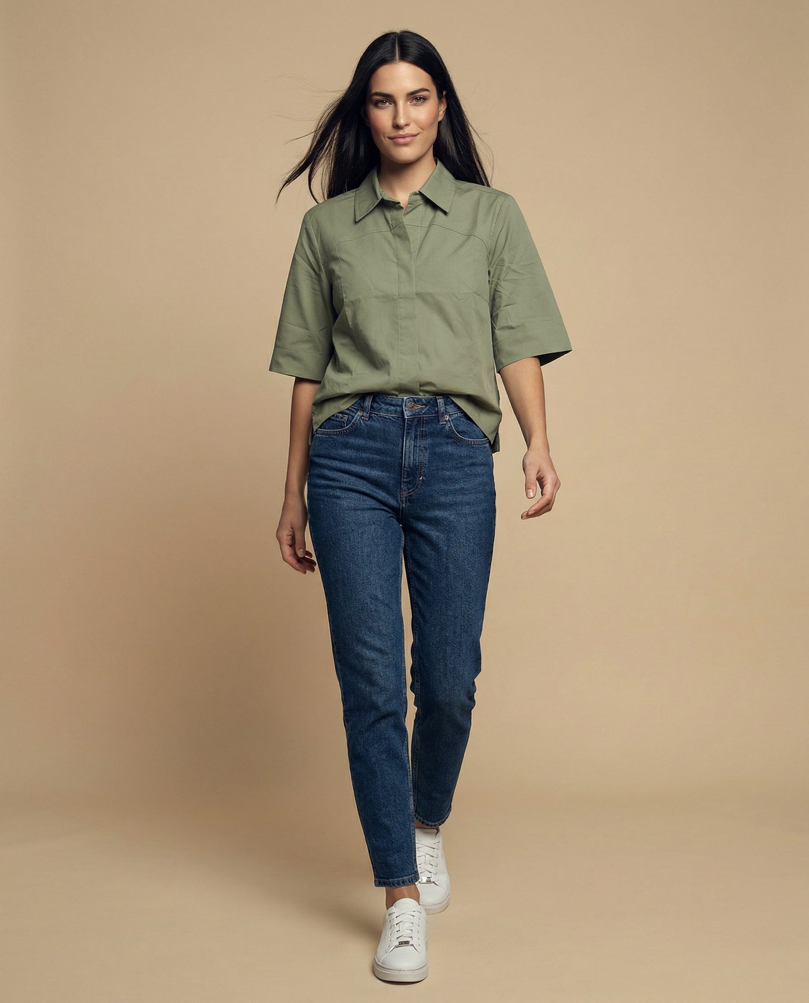 Camisa manga 3/4 cuello camisero - Verde 34_912H014_VER190622_5