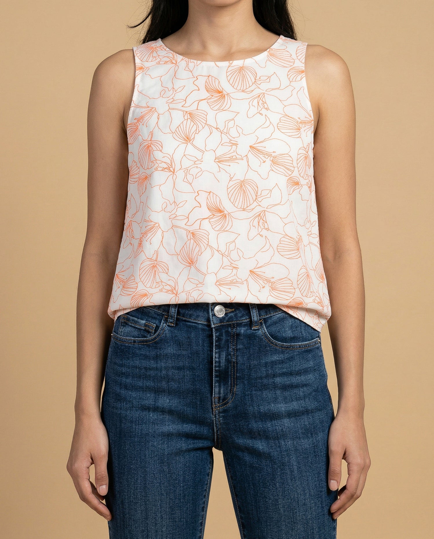 Camisa manga sisa con bordado floral - Crudo