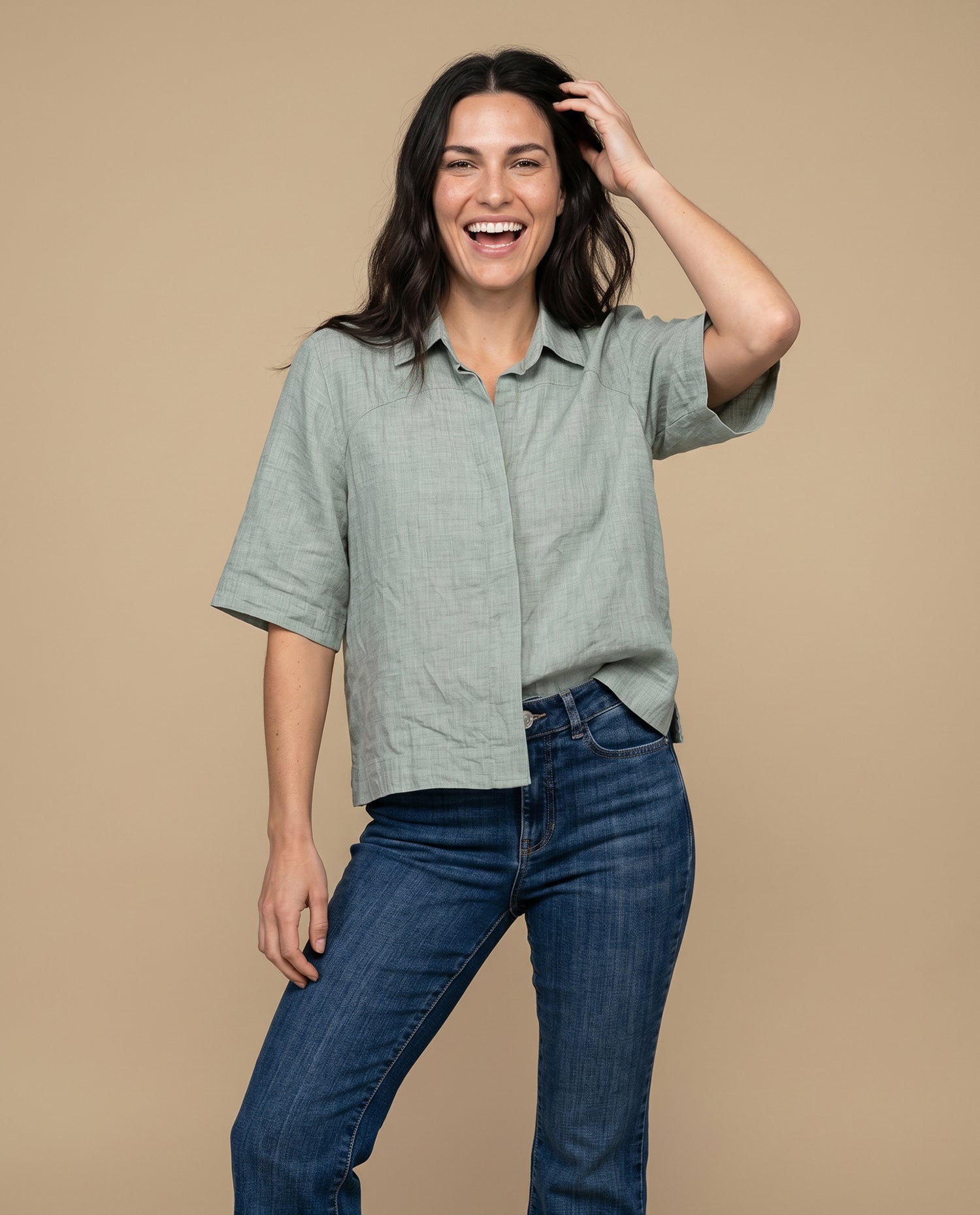 Camisa manga corta fit recto - Verde