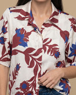 Camisa manga corta estampada flores - Café