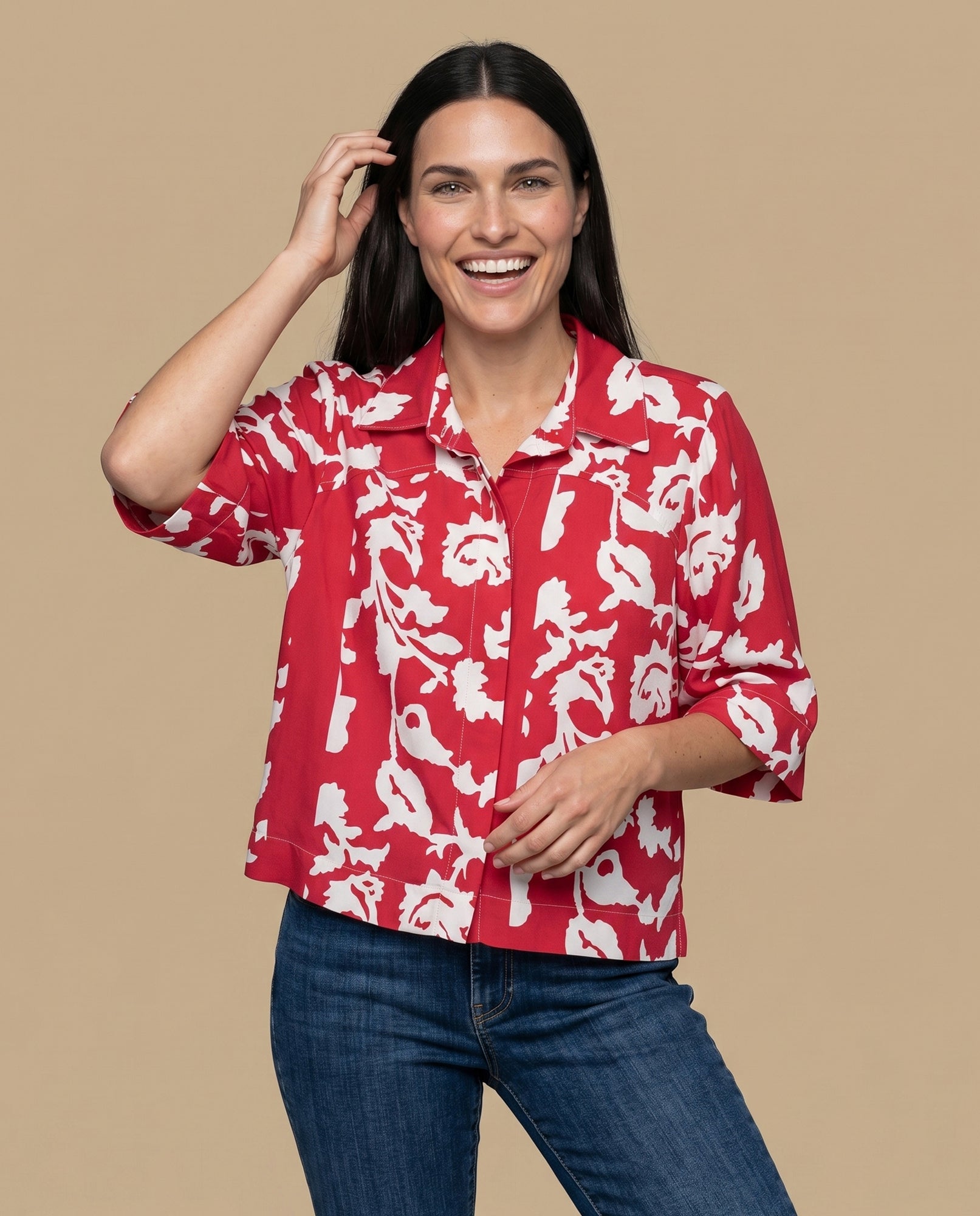 Camisa manga larga floral viscosa - Rojo 34_912H034_ROJ191763_0