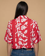 Camisa manga larga floral viscosa - Rojo