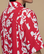 Camisa manga larga floral viscosa - Rojo