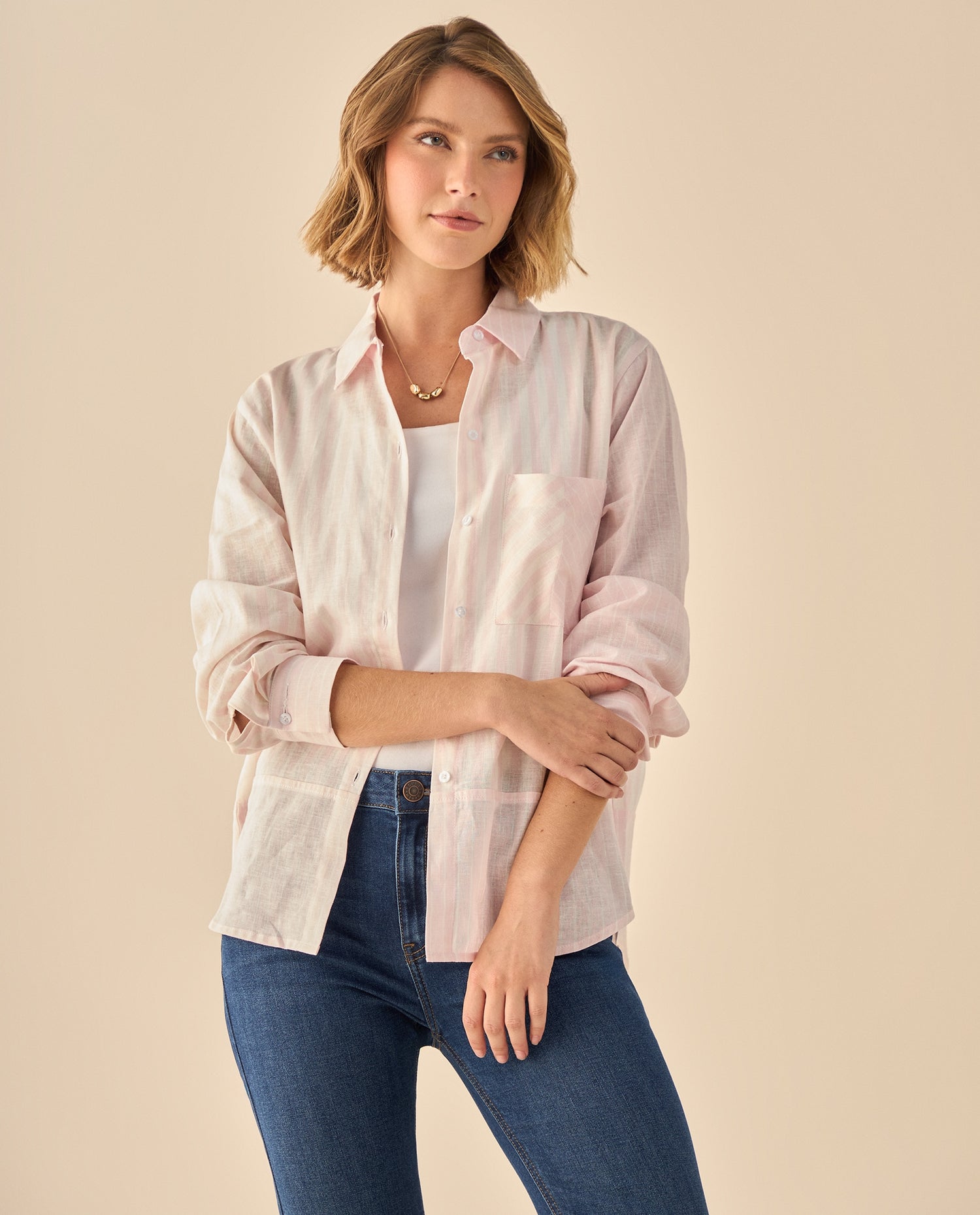 Camisa Manga Larga Versátil - Rosa