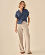 Camisa con Textura Acanalada - Azul