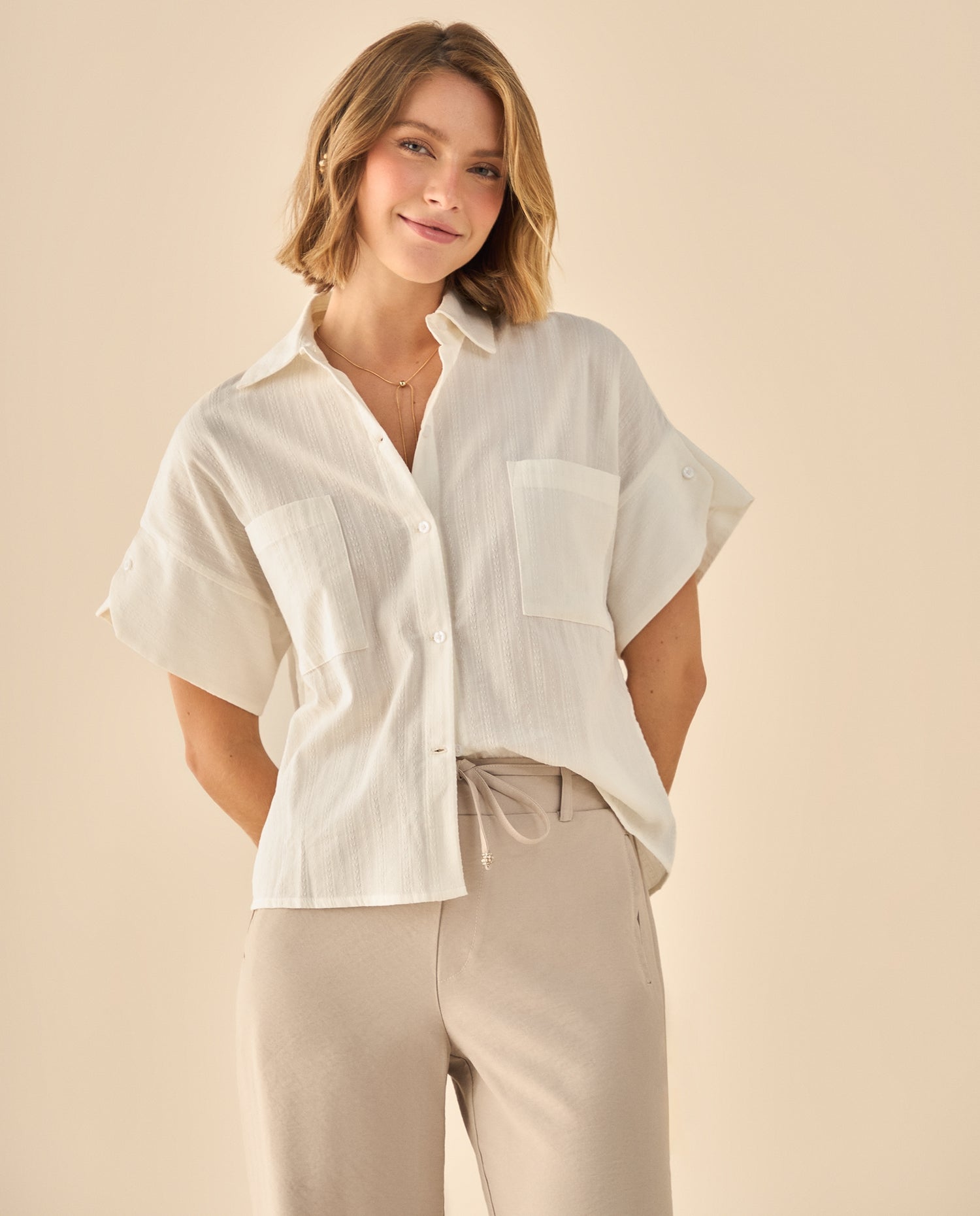 Camisa Manga Corta Premium - Crudo