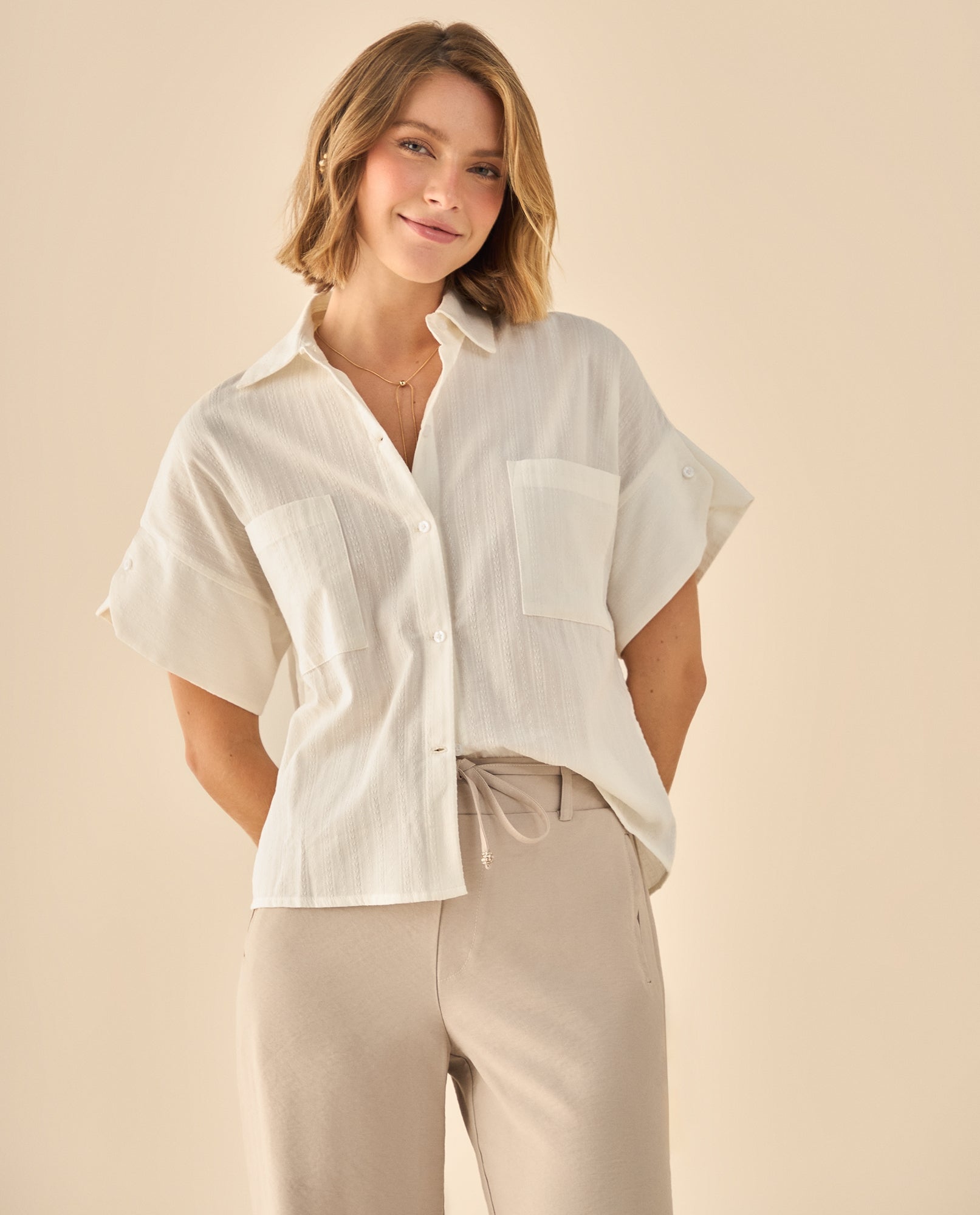 Camisa Manga Corta Premium - Crudo 34_913G010_CRU110602_0