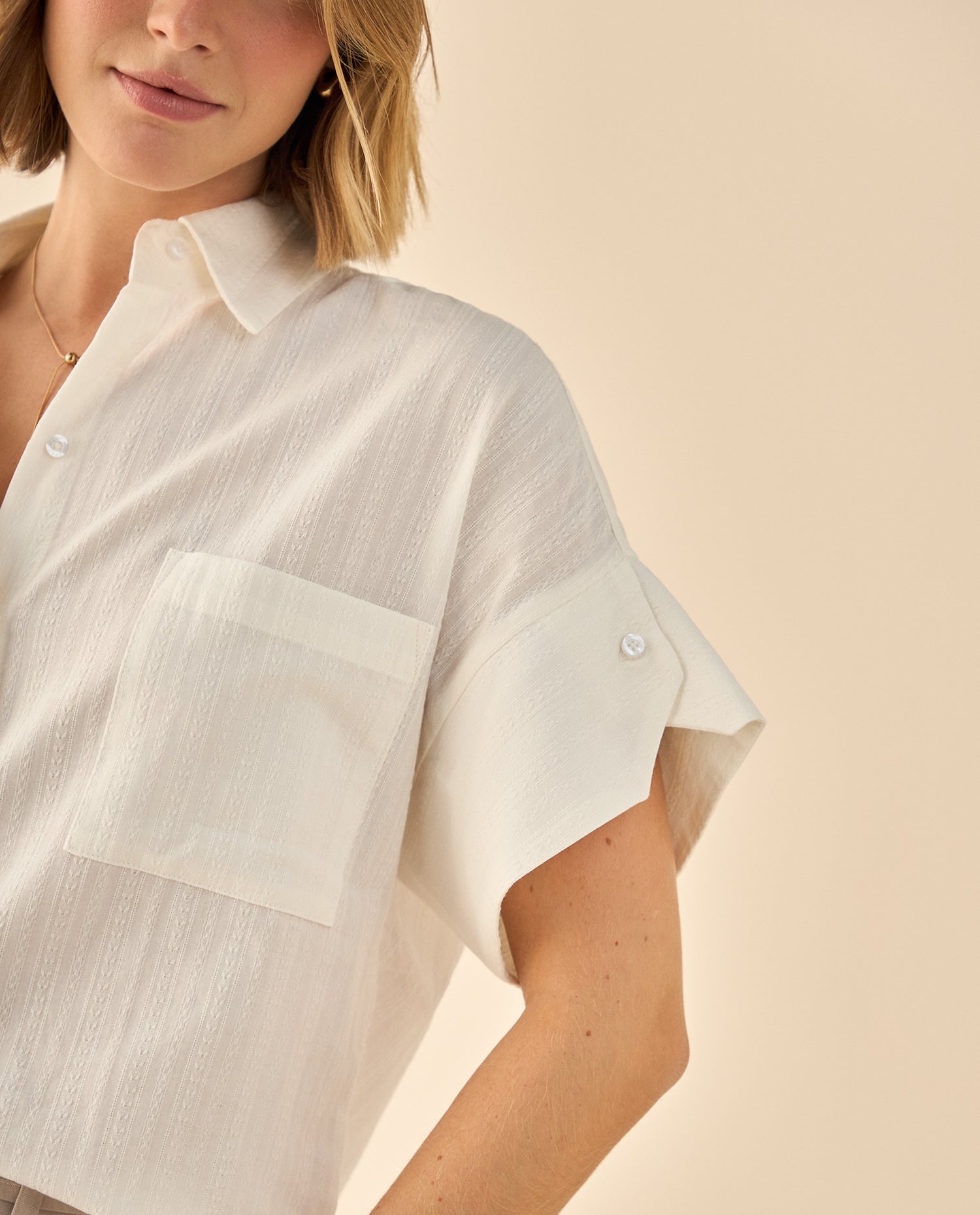 Camisa Manga Corta Premium - Crudo
