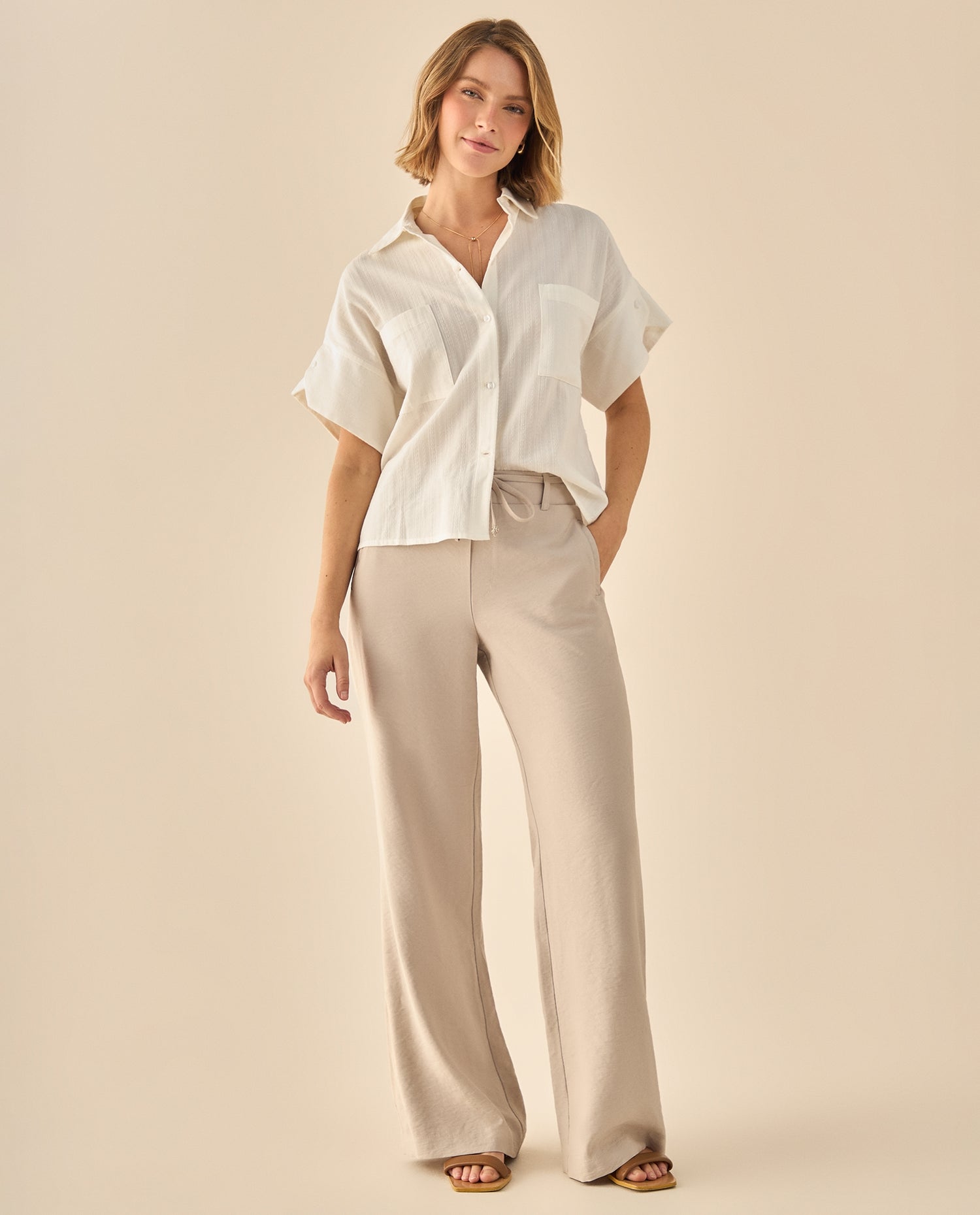 Camisa Manga Corta Premium - Crudo