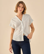 Camisa de Rayas Corte Oversized - Blanco