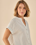 Camisa de Rayas Corte Oversized - Blanco