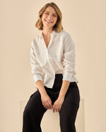 Camisa clásica de manga larga para mujer  - Blanco