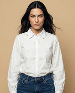Camisa manga larga con estampado continuo - Beige